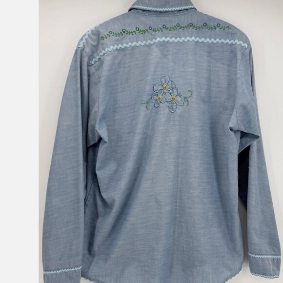 Montgomery Ward Chambray Embroidered Shirt M - Picture 2 of 8
